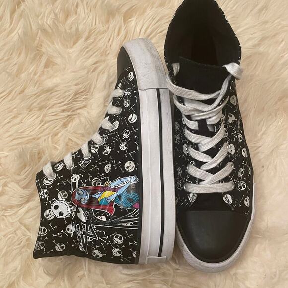 Nightmare Before Christmas Platform High Tops | Jack Sally Skulls Sz 10 Disney - Picture 2 of 11